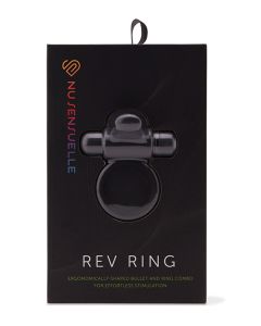 Nu Sensuelle Rev Silicone 7 Function Bullet Ring w/Flutter Tip  - Black
