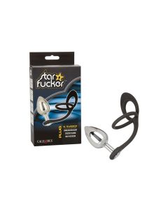Star Fucker XL Teardrop Gem Plug w/Silicone Enhancer - Black